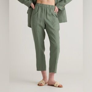 Quince 100% European Linen Tapered Ankle Pants in Light Cargo